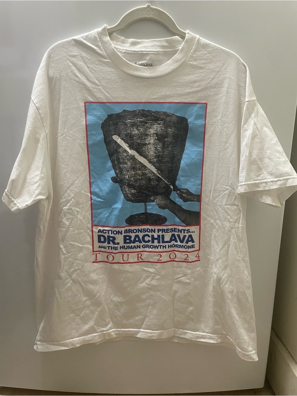 Action Bronson 2024 White Tour T-Shirt XL Baklava Presents Dr Bachlava Rap